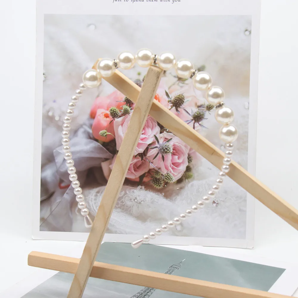 Женская повязка на голову с большим жемчугом элегантная эластичная лента для