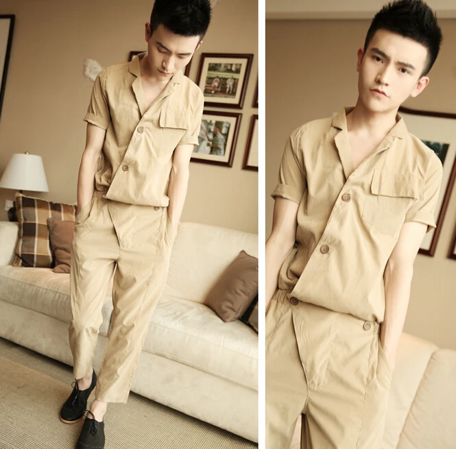 Летние готические комбинезоны в Корейском стиле Харадзюку для мужчин Свободный