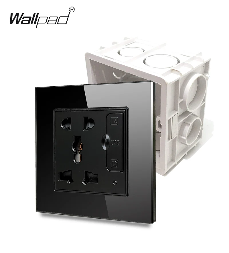 Wallpad S6 белая черная стеклянная панель одна универсальная розетка с 3 1 А 2 usb-портом