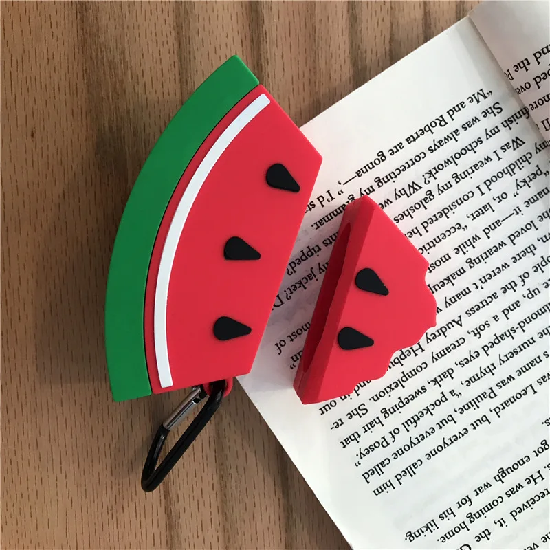 Чехол для AirPods милый мультяшный арбуз Мягкий силиконовый чехол беспроводных