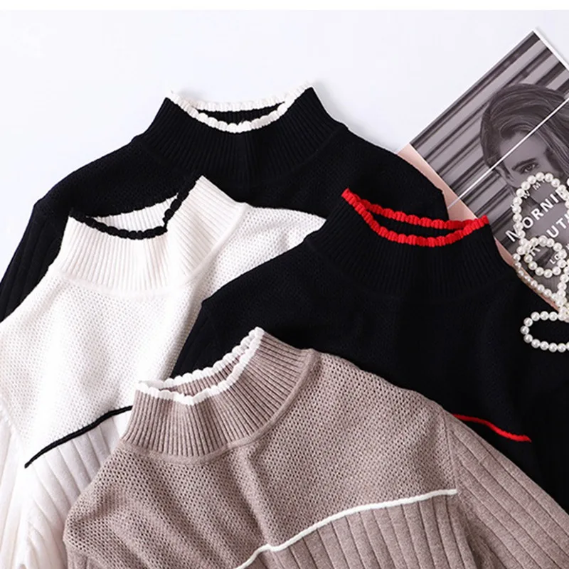GIGOGOU Women Pullover and Sweater Autumn Winter Ribbed Knitted Sweaters Top Striped Warm Thick Female Jumper for Christmas Pull | Женская