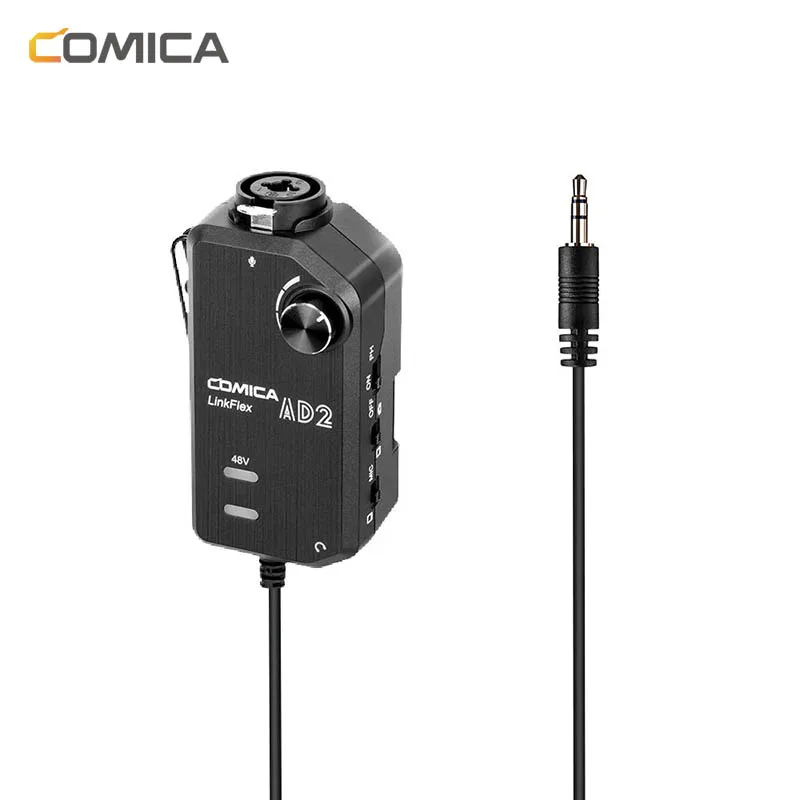 Comica AD2 XLR/6,35 мм микрофонный предусилитель с XLR/гитарный адаптер сопряжения для iPhone iPad Mac/PC, Android Phone DSLR камер