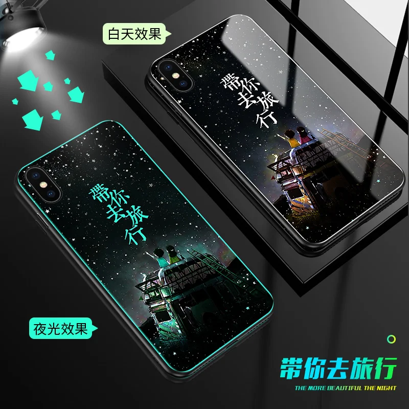 11 SemgCeKen, светящееся закаленное стекло чехол для iPhone 5 5S SE 6 6s s 7 8 plus x xs max xr, роскошный жесткий чехол для телефона etui - Цвет: 11