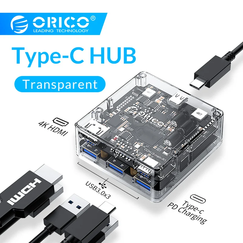 Usb концентратор ORICO 5 в 1 Type C C/HDMI/USB3.0 порты Универсальная док станция 6 Гбит/с USB для