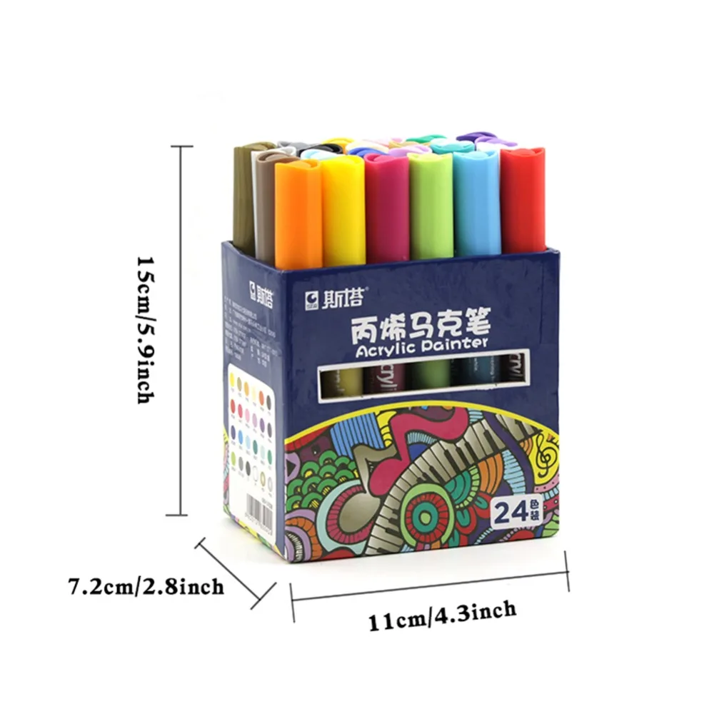 Acrylic paint marker 12/24 colors set permanents drawing pens for artist suppliers | Канцтовары для офиса и дома