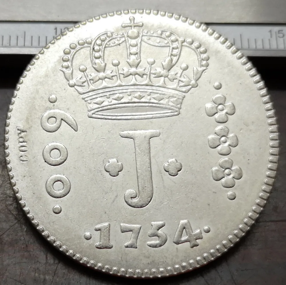 

1754 Brazil 600 Reis-Jose I Silver Plated Copy Coin