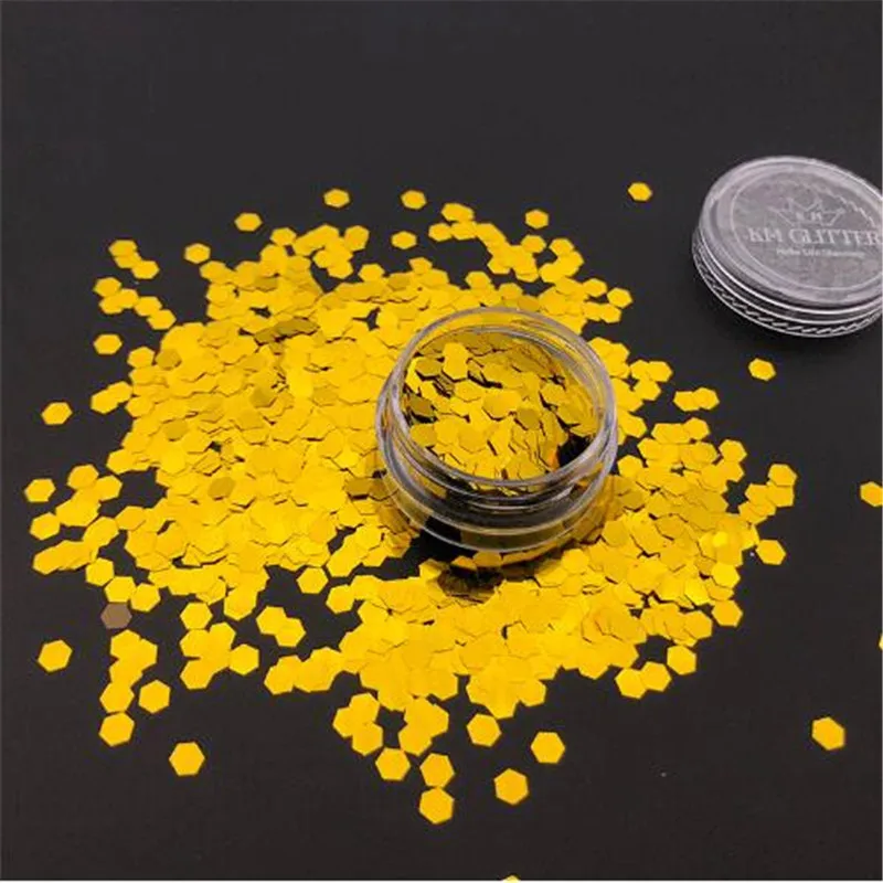 Новый Блестящий Золотой шестигранник Коренастый хлопья гвоздь для тела лица