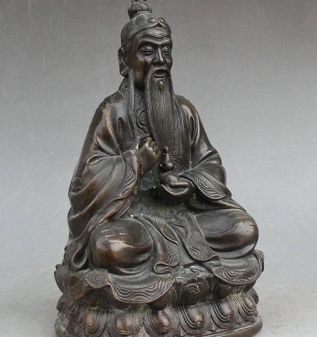 10 Китайская народная бронзовая даосская статуя лидера лорда Лао-цзы тайшанга |