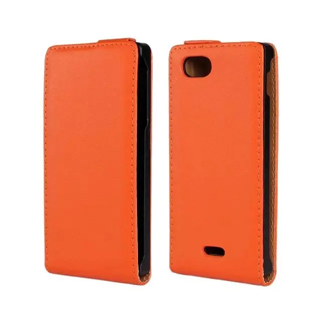 Orange Бизнес VIP чехол для sony Xperia J St26i кожаный чехол настоящая Вертикальная откидная задняя крышка мобильный чехол-книжка для телефона чехол s 11 цветов - Цвет: Orange
