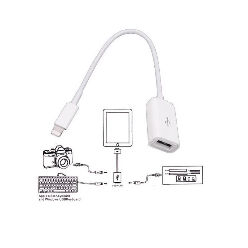 OTG Кабель Адаптер Подключения Камеры USB 8pin для iPad Mini Air 2 ipad 4 iphone 6s 7 кабель apple coque|cable