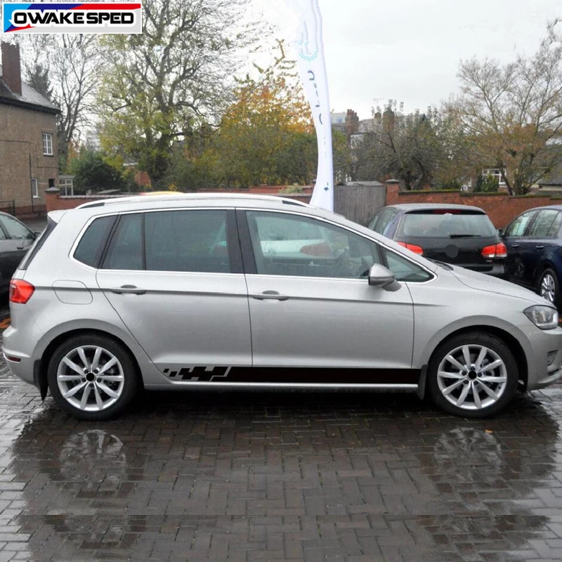 2 шт., для Volkswagen Golf POLO, гоночные спортивные полосы, наклейка на дверь автомобиля, боковая наклейка, автомобильные аксессуары, водонепроницаемые наклейки