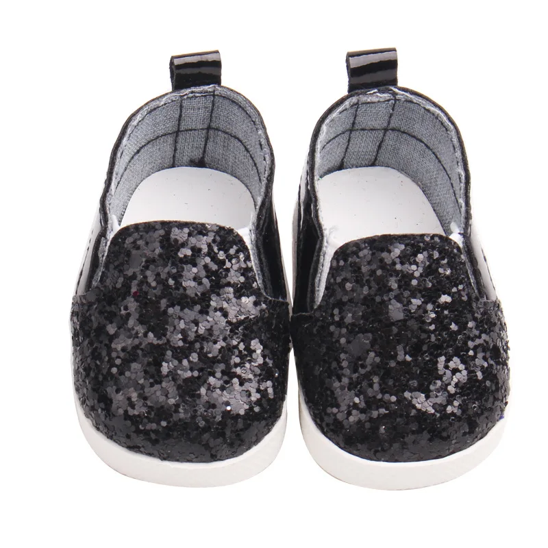 black doll shoes 7cm Кукла аксессуары флэш-кукла обувь для 18 дюймов американская кукла 45 см игрушки ребенок 7 см модная обувь костюм 1/3 BJD Baby - Цвет: black doll shoes 7cm