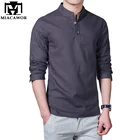 Рубашка мужская из хлопка и льна, с длинным рукавом, MC264