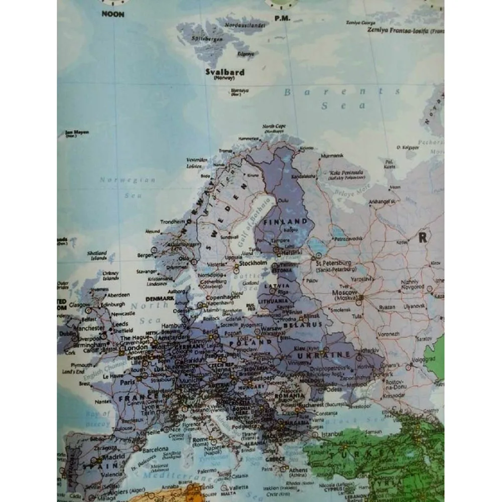 Настенная Наклейка карта мира Большая плакат с флажками стран 100x70 см настенная