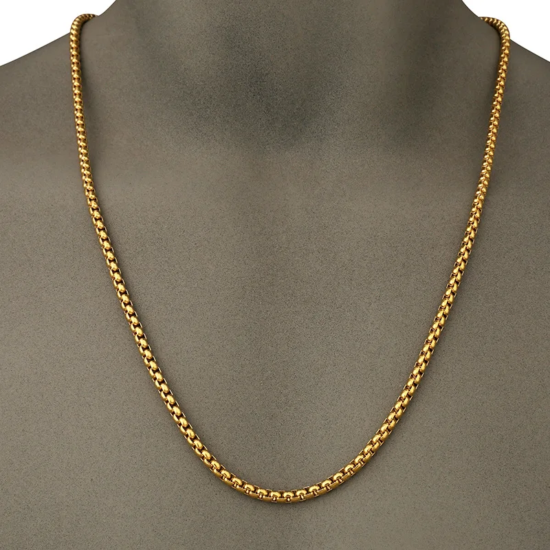 Цепочка в коробке для мужчин модная цепь из нержавеющей стали стиле хип-хоп длина