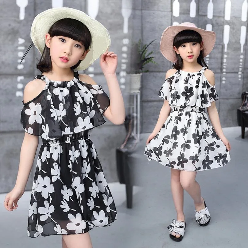 Пляжное платье для девочек лето 2019 детская одежда с короткими рукавами Детские