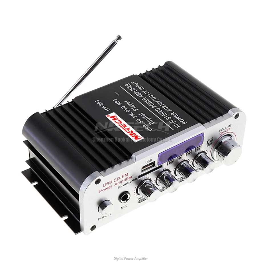 Цифровой автомобильный усилитель NKTECH с Bluetooth 2x41 Вт Hi Fi стерео бас USB SD MP3 DVD DSP 12 в