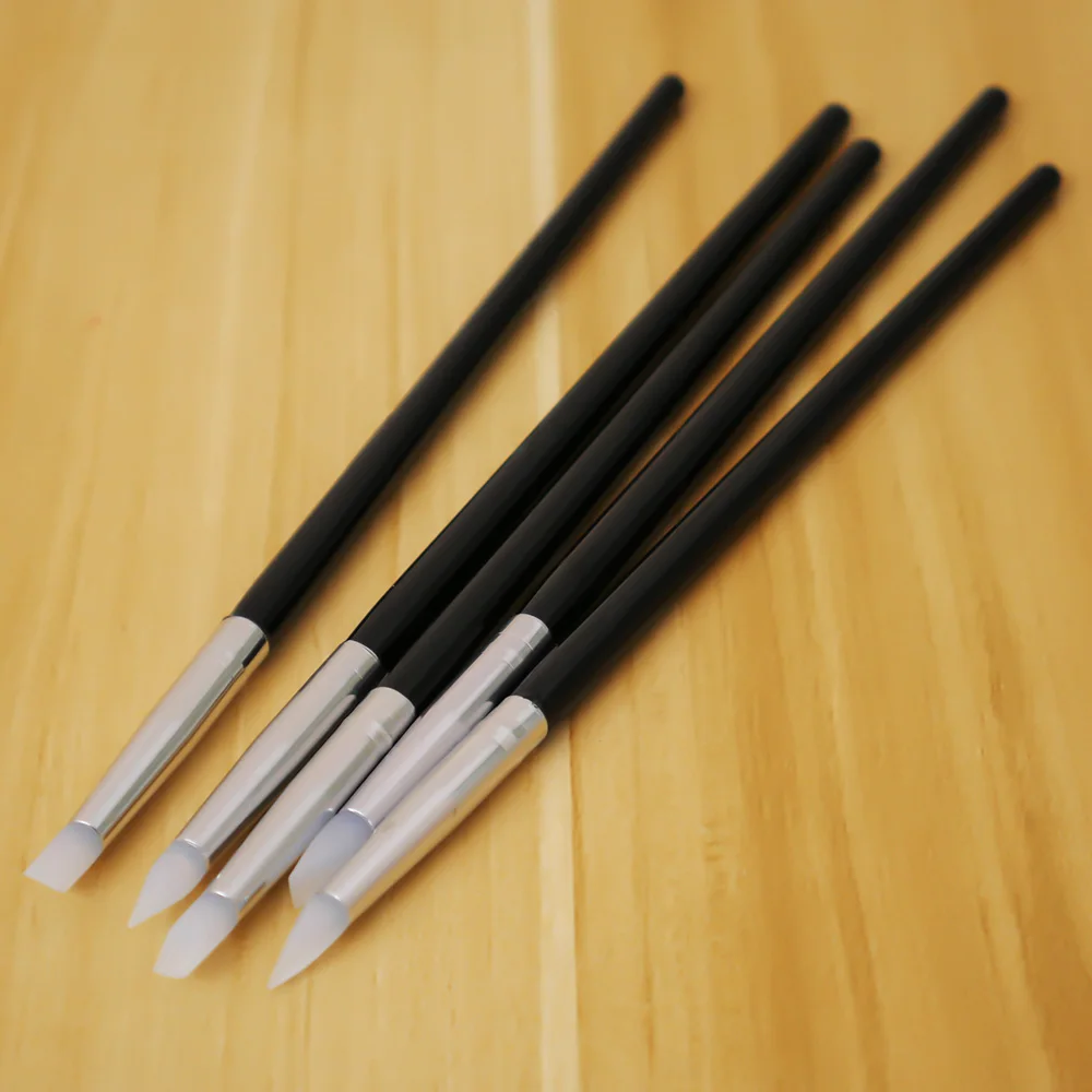 5 шт./компл. Мягкая силиконовая ручка штамп для дизайна ногтей кисть резьбы