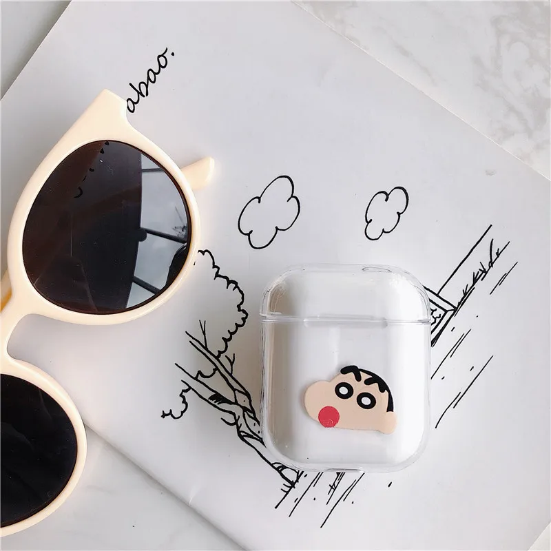 Жесткий Чехол для наушников из поликарбоната, чехол для AirPods 1, 2, Мультяшные прозрачные беспроводные наушники, зарядная коробка для Apple AirPods, Прямая поставка, подарки - Цвет: Темно-желтый