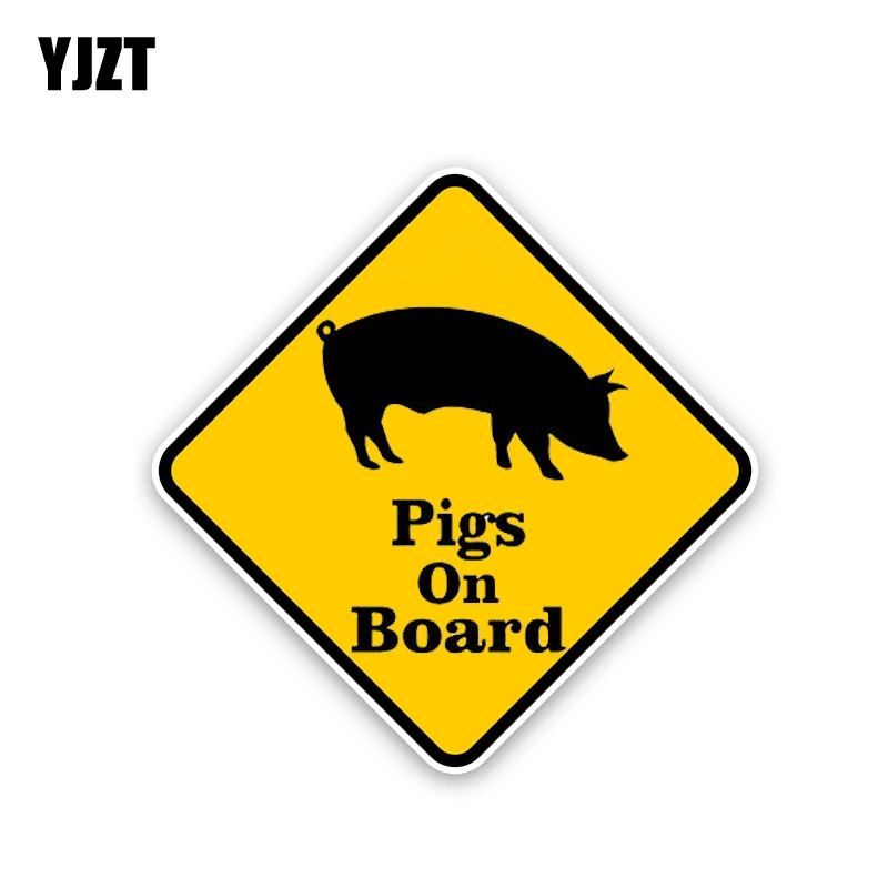 

YJZT 15.2CM*15.2CM Pigs On Board PVC Funny Car Sticker Decal 12-40219