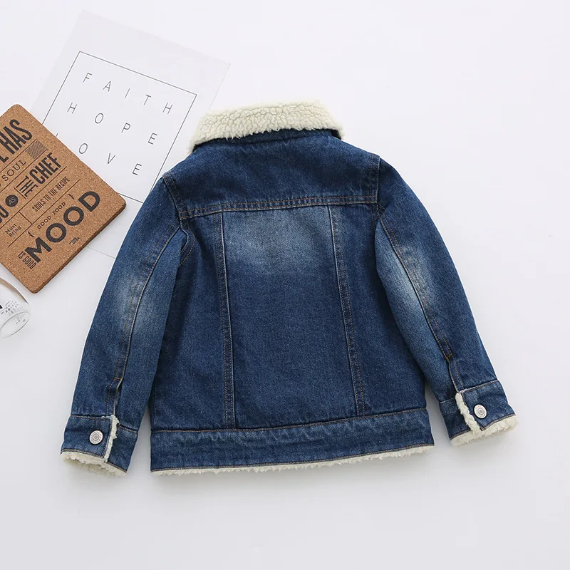 Джинсовая куртка для мальчиков с отложным воротником на бархатной подкладке|kids