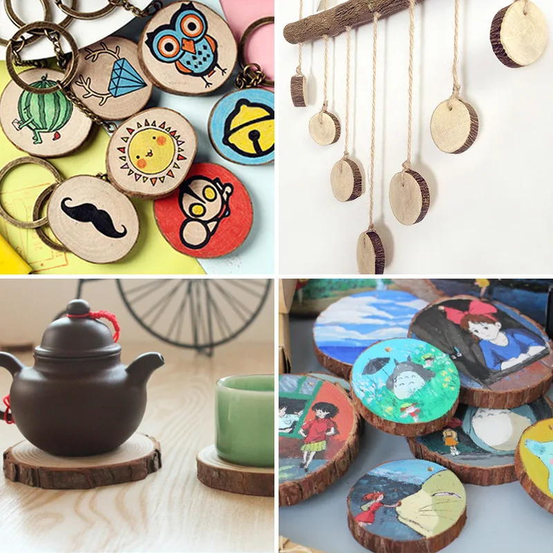 2 шт. деревянные поделки натуральные круглые Ломтики DIY для дня рождения