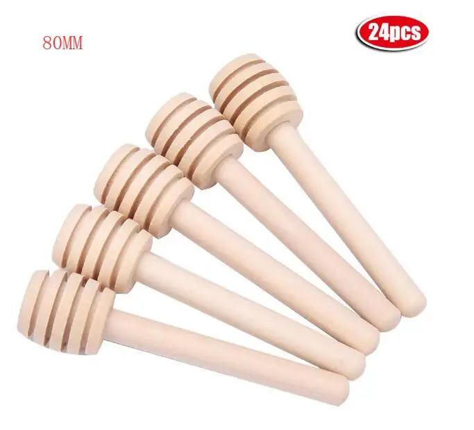 24Pcs 80mm 24/50 упаковка, мини деревянная ложка для меда, спирализатор, деревянные палочки для меда, ковша для банка для джема, меда, кофе, молока, чая, кухонные инструменты - Цвет: 24Pcs 80mm