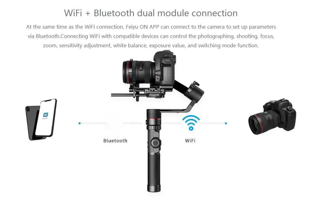 FeiyuTech Feiyu AK2000 3-осевая карманная Камера карданный стабилизатор для sony Canon 5D 6D Mark Panasonic GH5 Nikon D850 2,8 кг Payloa