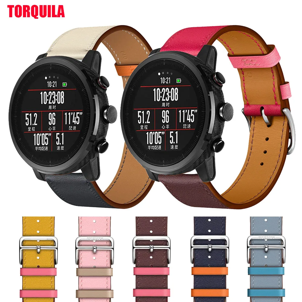 TORQUILA Amazfit Stratos 2/2S ремешок новый из натуральной кожи для Xiaomi Huami - Цена: 