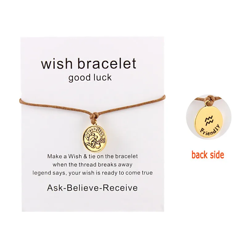 Сделать желание Браслет карта Регулируемая Веревка Женщины Ювелирные изделия