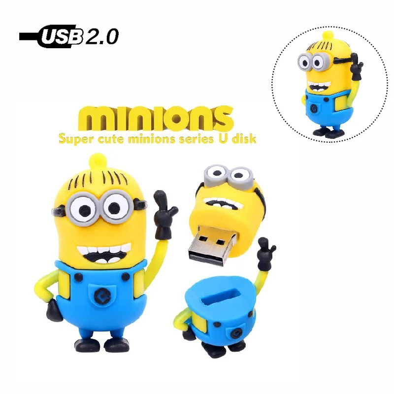 Портативный флеш накопитель с изображением миньонов из мультфильма желтый