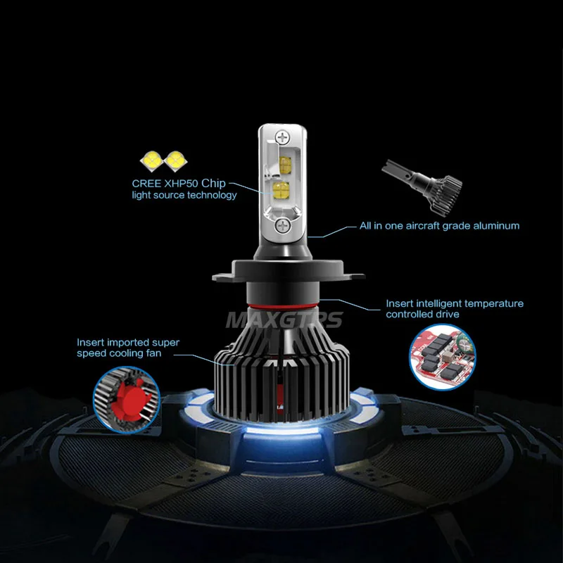 2x автомобиль светодиодный фар CREE чип XHP50 H4 H7 H11 H8 9005/HB3 9006/HB4 9012 H16 80 вт 8000Lm авто фары led фары, светодиодные фары, 6000K