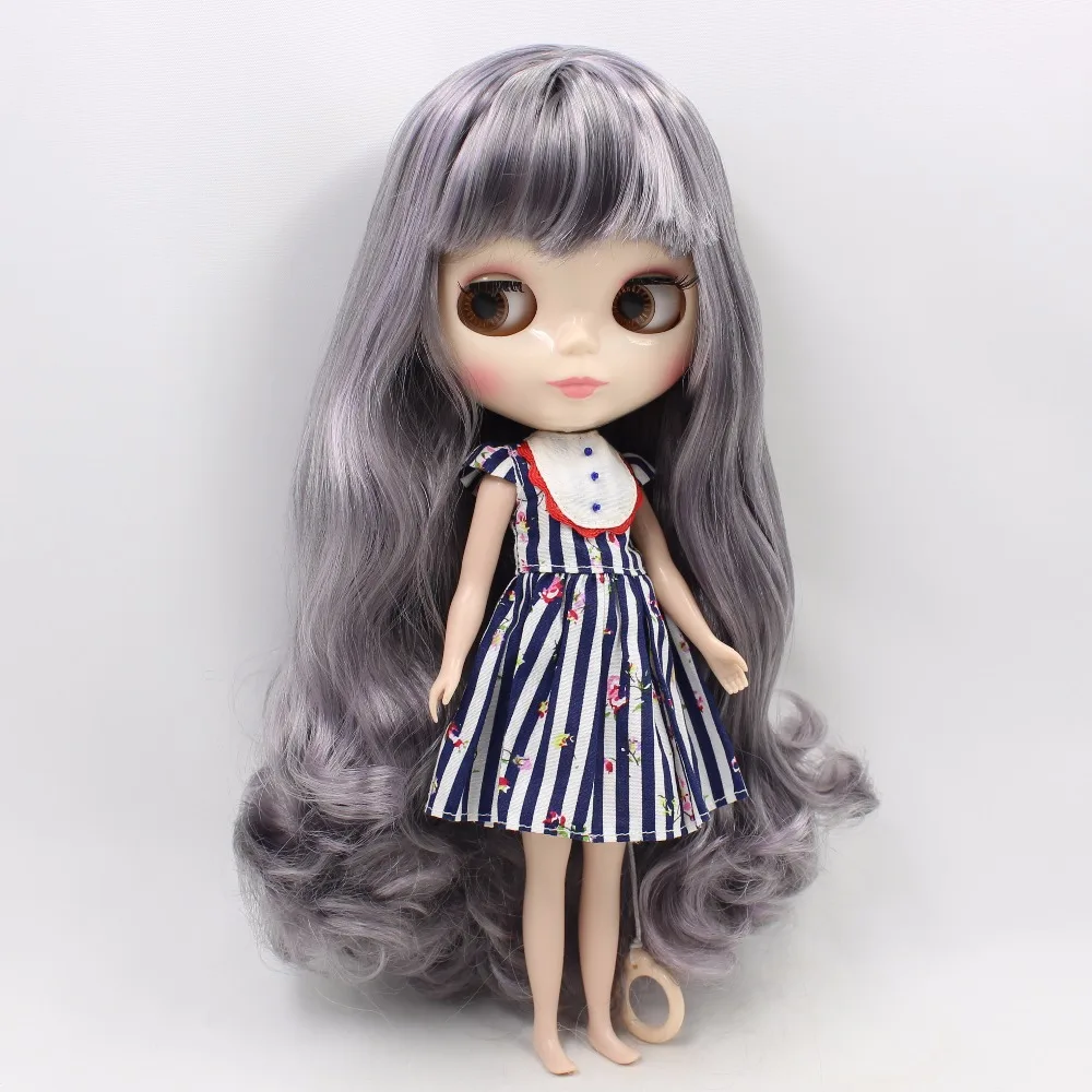 Fortune days factory blyth кукла серый микс фиолетовые волосы с челкой нормальное/суставное тело блестящее лицо 1/6 BL9016/1049