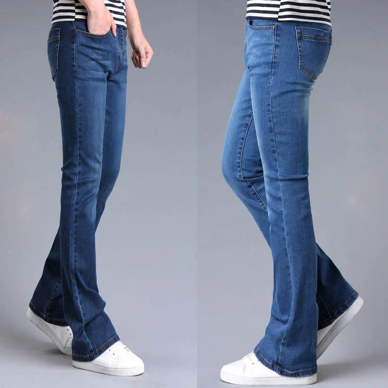 Мужские джинсы-микро-трубы синие облегающие эластичные джинсы в Корейском стиле