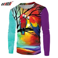 ujwi man new lovely pullovers 3d printed red parrot summer casual big size 5xl garment mens spring sweatshirt