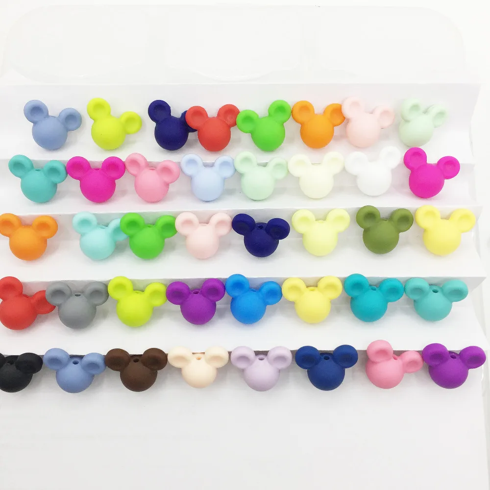24*20*14mm 10pcs Mickey Silicone Beads Baby Teething Safe Food Grade Nursing Chewing Bead 27Colors | Украшения и аксессуары