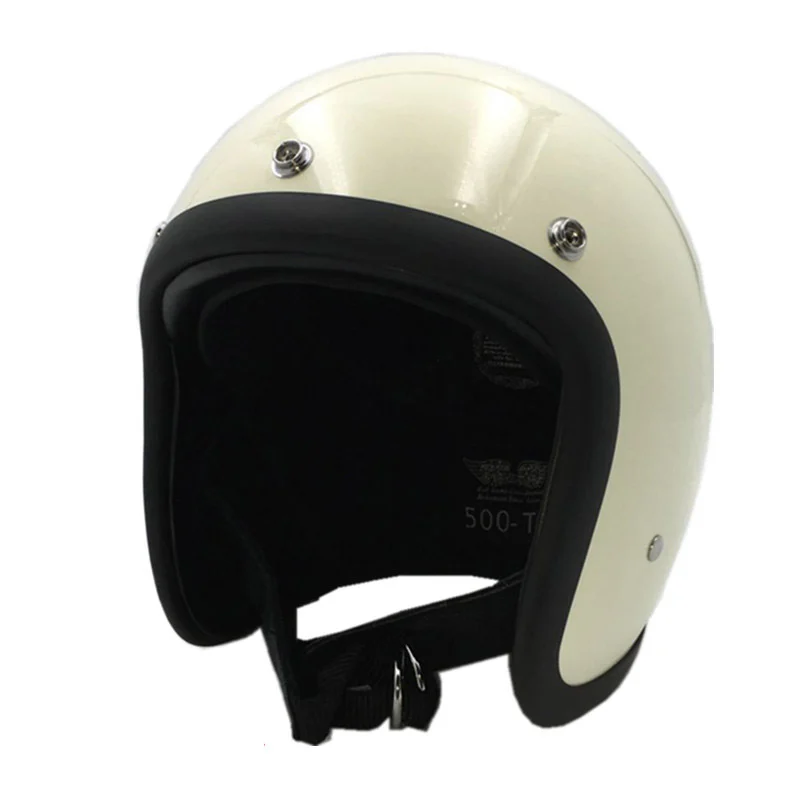TT CO 500TX moto rcycle шлем из стекловолокна 3/4 с открытым лицом винтажные мото шлемы из натуральной кожи, мужской и женский ретро шлемы - Цвет: Ivory