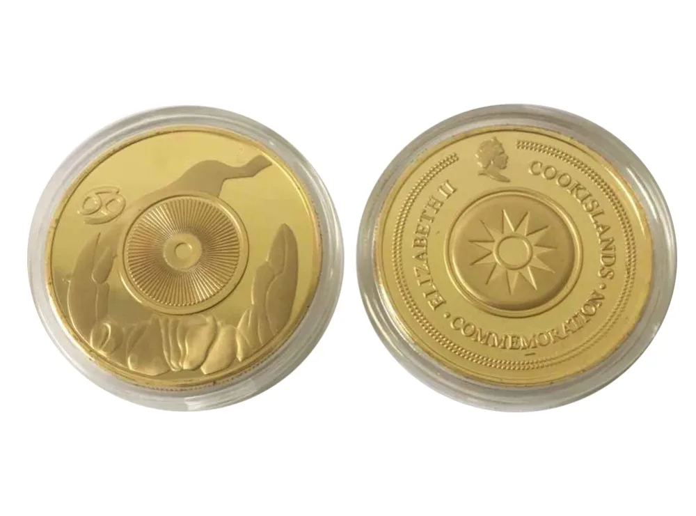 Зодиакальный краб астрология монета зодиакальная позолоченная оригинальная и