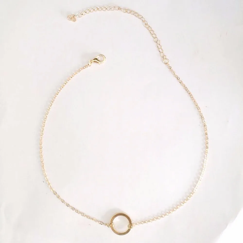 Новые простые женские круглые ожерелья Посеребренная/Золотая цепочка ювелирные