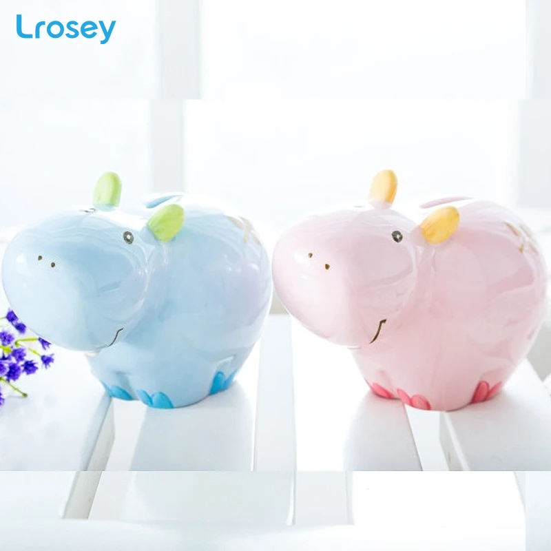 

kids room birthday party decoration Ceramic home furnishings hippo animal money boxes nordic creative cute gifts coin piggy bank