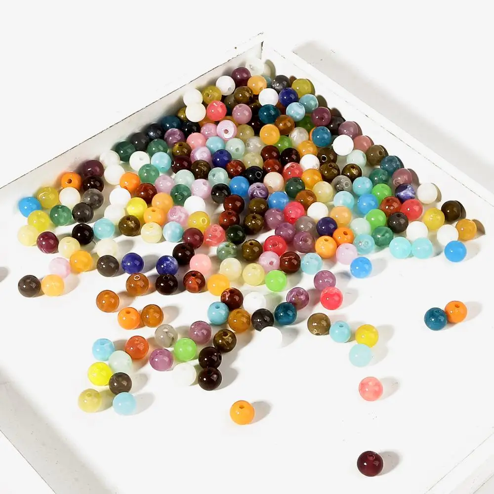 Wholesale 6/8/10mm Acrylic Clouds Beads Effect Round BEADS Spacer Loose For Jewelry Making Bracelet Accessories | Украшения и