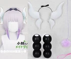 Термостойкий парик для косплея Miss Kobayashi's Dragon Maid Kanna Kamui, фиолетовые волосы длиной 100 см с эффектом омбре, 6 шариков, хвост, рог