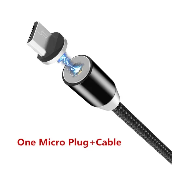 Micro Cable NOHON СВЕТОДИОДНЫЙ Магнитный зарядный кабель, освещение, кабель для телефона Micro usb type C для iPhone X 7 8 6 для Xiaomi 4 X, магнитное быстрое зарядное устройство, 1 м - Цвет: Micro Cable