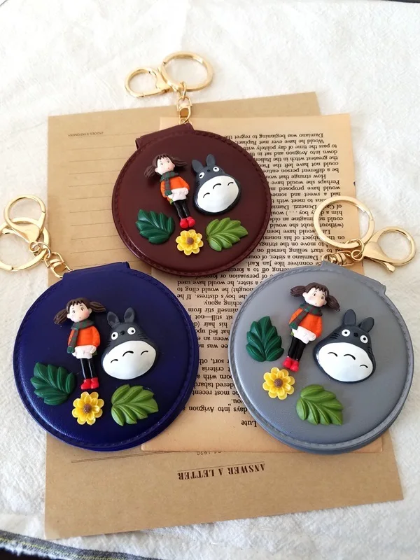 Totoro маленький цветок сливы двусторонний складной макияж портативное маленькое