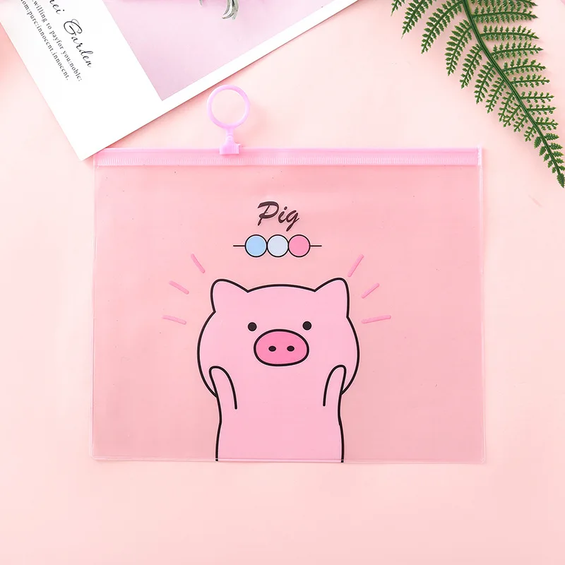 Cute pig Папка маленькая свежая прозрачная матовая розовая свинка для хранения прозрачный пенал сумка для файлов из ПВХ Студенческая сумка для канцелярских принадлежностей пенал - Цвет: Cute pig