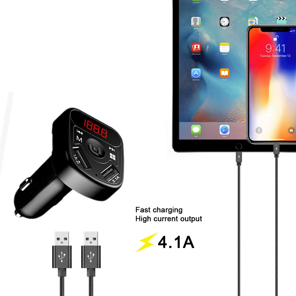 4.1A автомобильное двойное USB быстрое зарядное устройство адаптер питания Mult func Mp3