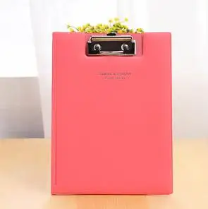 Coloffice 1 шт. карамельный цвет A5 PU прямая фанера Мода подписанный буфер обмена складной Kawaii WordPad Вертикальная доска для записи - Цвет: Красный