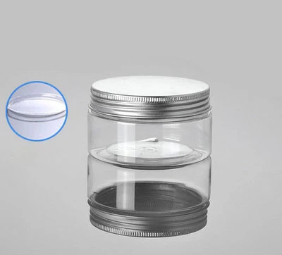 100G transparent PET cream jars with aluminum lid , clear plastic 100 g cosmetic container, wholesale clear Cosmetic Jar 100g