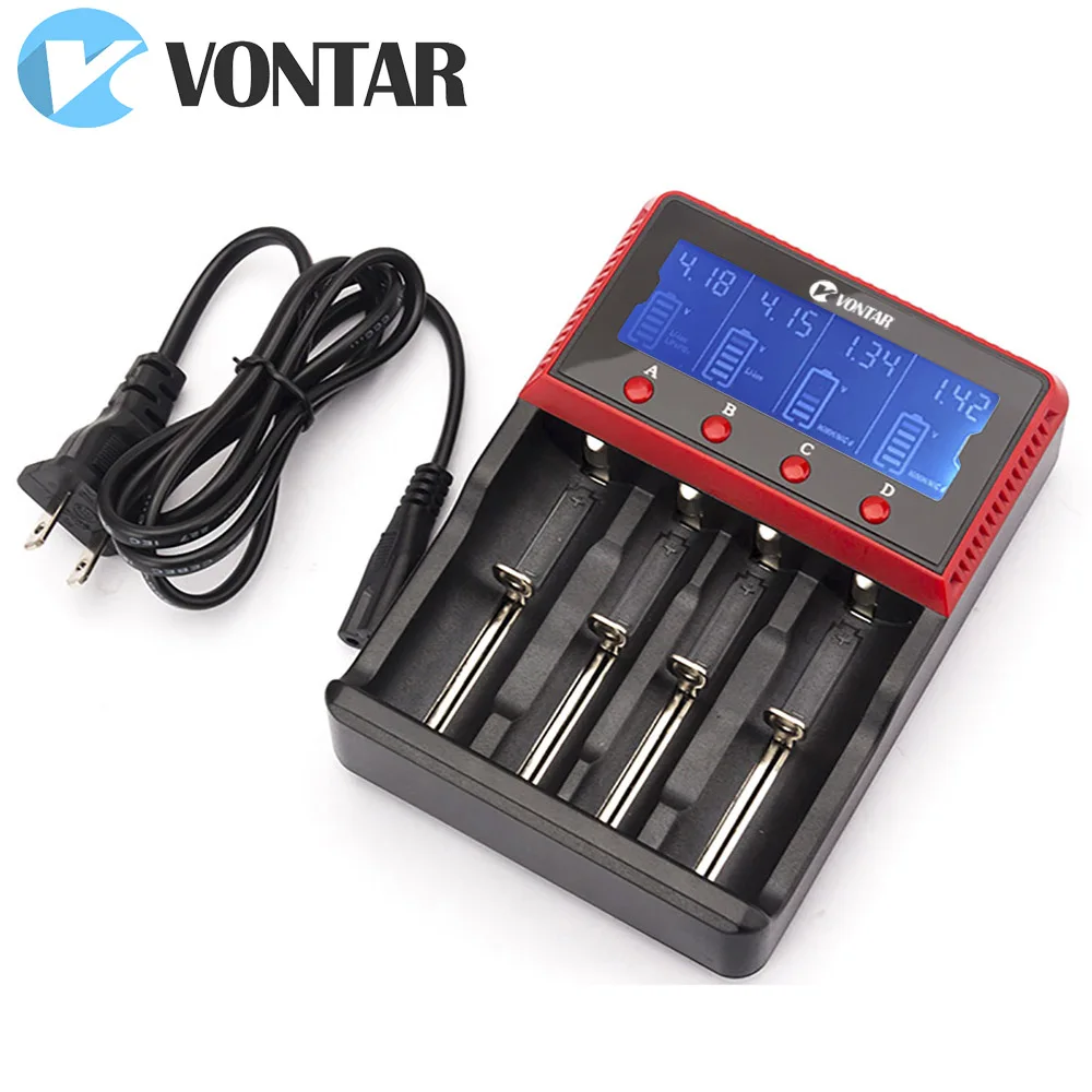 VONTAR Смарт ЖК-дисплей USB Батарея Зарядное устройство Smart для 26650 18650 18500 18350 17670 16340 14500 10440 литиевая батарея 3,7 V