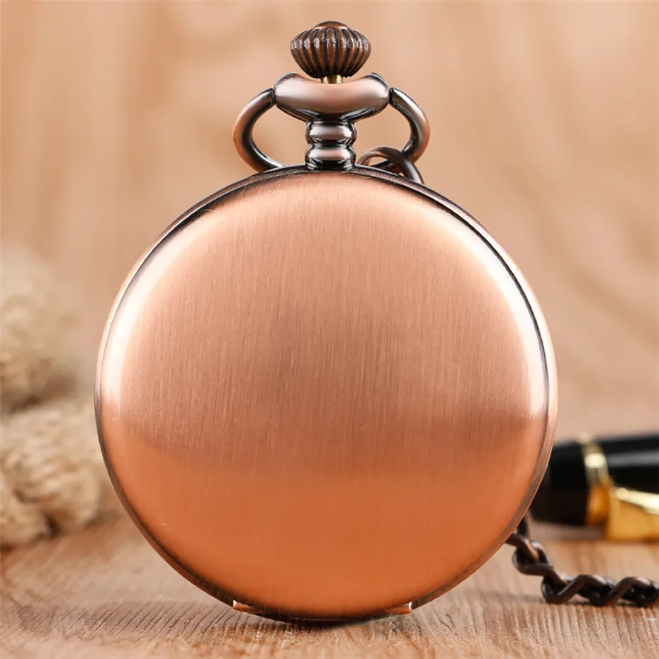 30 cm chain rosegold Античный Полный Охотник чистый цвет кварцевые карманные часы ретро стимпанк кулон часы горячая Распродажа сувенир винтажные часы дропшиппинг - Цвет: 30 cm chain rosegold